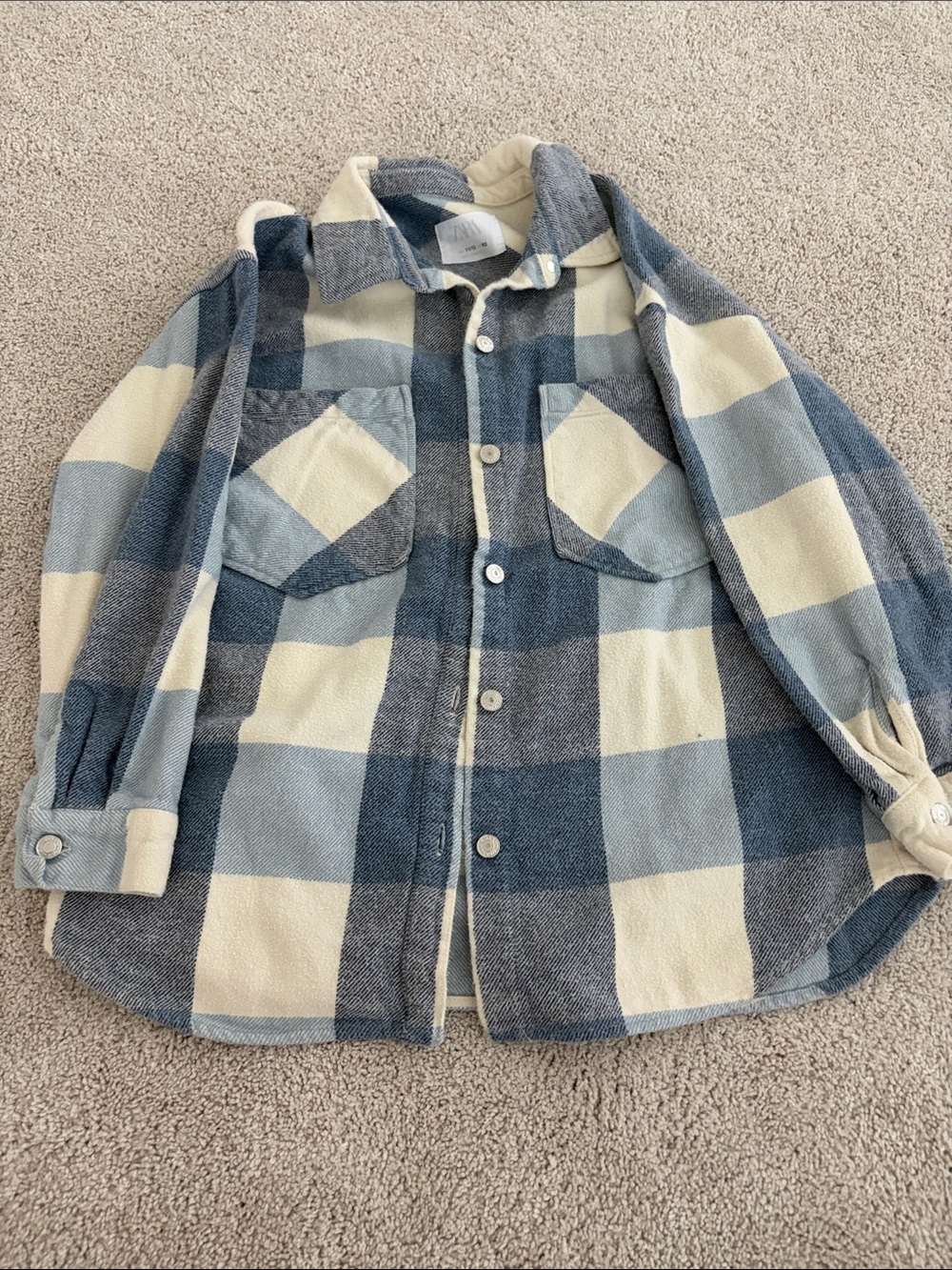 Zara Blue and Cream Plaid Shacket for Kids